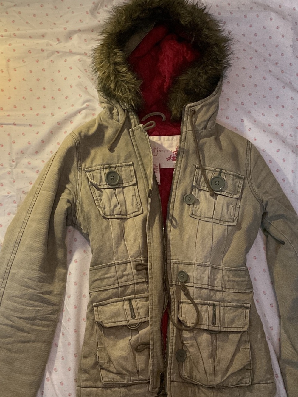 Abercrombie and fitch y2k fur hood jacket